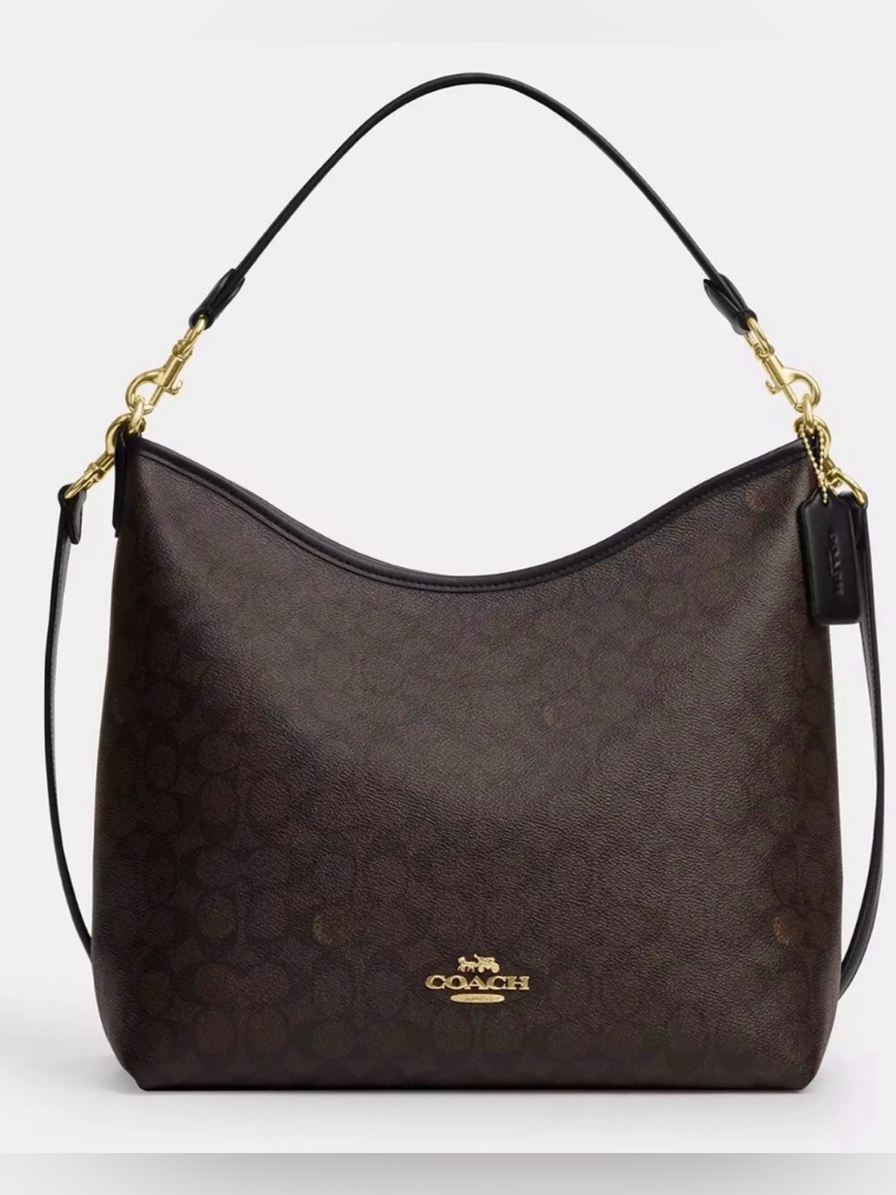 🤎Coach Large Laurel in Signature Canvas in Black/Walnut (Discontinued)